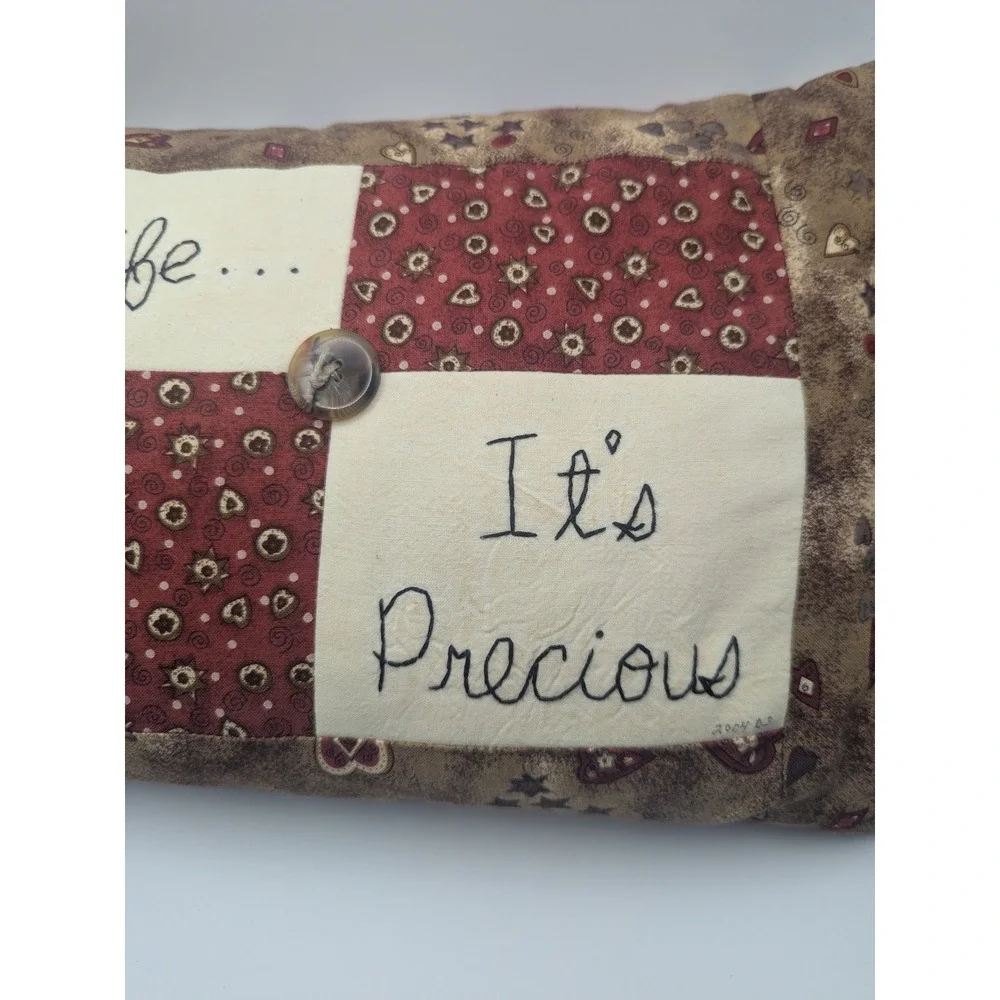 Vintage Handmade Quilted Throw‎ Pillow Enjoy Life Its Precious Decorative Accent